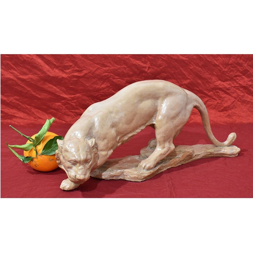 STTE50 art deco sculpture panther  lion earthenware statue XX century.jpg